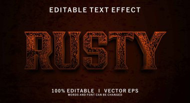 Modern stil tasarımlı düzenlenebilir paslı 3d vektör metin efekti