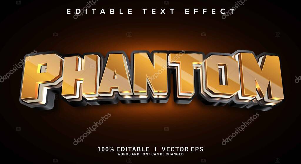 Editable phantom 3d vector text effect with modern style design