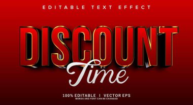 Modern stil tasarımı ile düzenlenebilir indirimli zaman 3d vektör metin efekti
