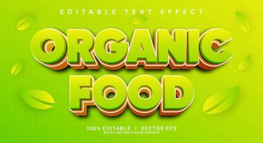Modern stil tasarımlı düzenlenebilir organik gıda vektör metin efekti
