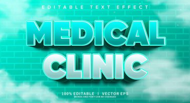 Modern stil tasarımlı düzenlenebilir tıbbi klinik vektör metin efekti