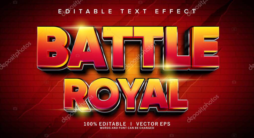 Editable battle royal 3d vector text effect with modern style design