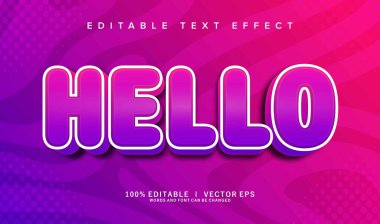 Modern biçim tasarımlı düzenlenebilir merhaba vektör metin efekti