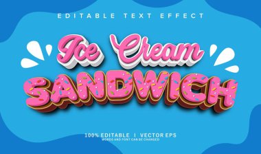 Modern stil tasarımlı düzenlenebilir dondurma sandviç vektör metin efekti
