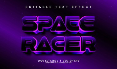Modern biçim tasarımlı düzenlenebilir uzay yarışçısı 3d vektör metin efekti