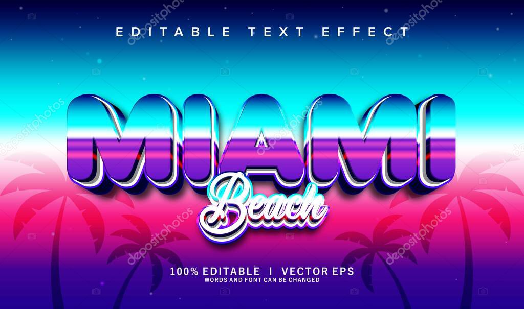 Editable miami beach vector text effect with modern style design