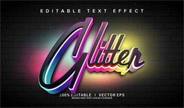 Modern biçim tasarımlı düzenlenebilir simli vektör metin efekti