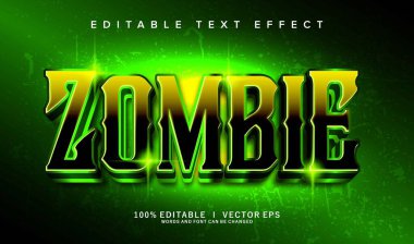 Modern biçim tasarımlı düzenlenebilir zombi vektör metin efekti