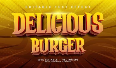Modern stil tasarımlı düzenlenebilir lezzetli burger vektör metin efekti