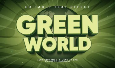 Modern biçim tasarımlı düzenlenebilir yeşil dünya vektör metin efekti