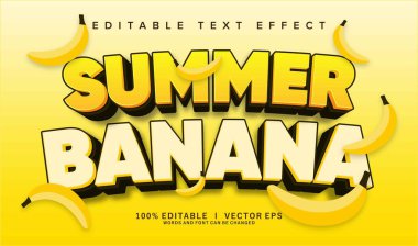 Modern stil tasarımlı düzenlenebilir muz vektör metin efekti