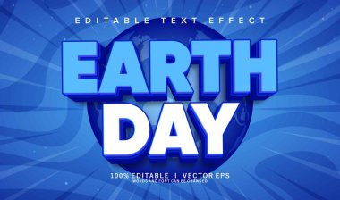 Modern biçim tasarımlı düzenlenebilir Dünya günü vektör metin efekti