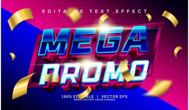 Modern biçim tasarımlı düzenlenebilir mega promo vektör metin efekti