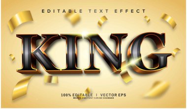Modern biçim tasarımlı düzenlenebilir kral 3d vektör metin efekti