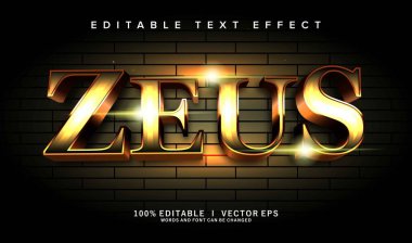 Modern biçim tasarımlı düzenlenebilir zeus vektör metin efekti