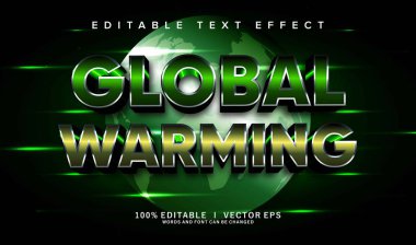 Modern biçim tasarımlı düzenlenebilir küresel ısınma vektör metin efekti