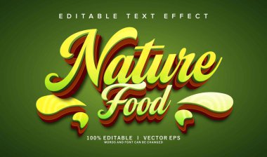Modern biçim tasarımlı düzenlenebilir doğa gıda vektör metin efekti