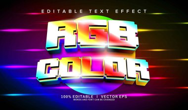 Modern biçim tasarımlı düzenlenebilir rgb renk vektör metin efekti