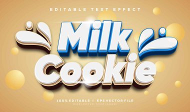 Modern biçim tasarımlı düzenlenebilir sütlü kurabiye vektör metin efekti