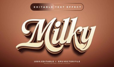 Modern biçim tasarımlı düzenlenebilir sütlü vektör metin efekti