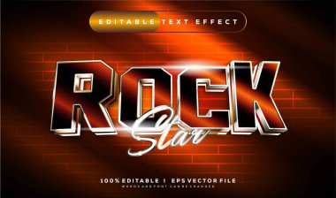 Modern stil tasarımlı düzenlenebilir rock yıldızı 3d vektör metin efekti