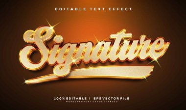 Modern biçim tasarımlı düzenlenebilir imza 3d vektör metin efekti