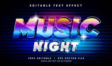 Modern tarzda düzenlenebilir müzik gecesi 3d vektör metin efekti