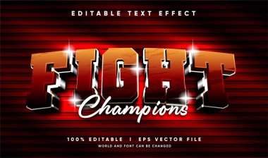 Modern stilde düzenlenebilir dövüş şampiyonu vektör metin efekti