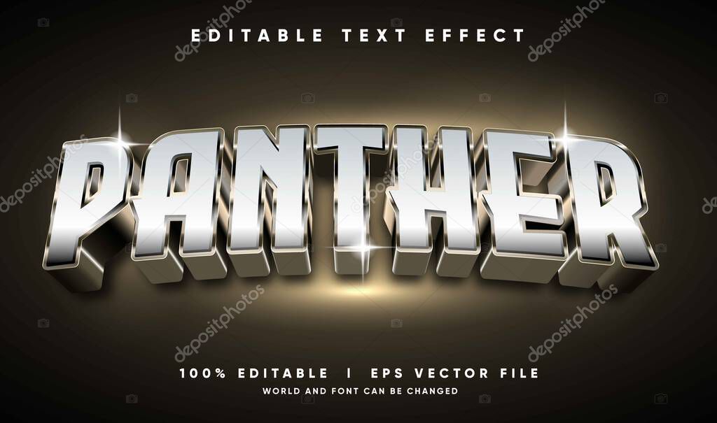 Editable panther 3d luxury vector text effect with modern style