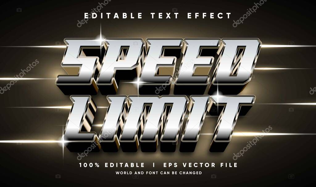 Editable speed limit 3d vector text effect with modern style