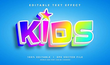 Düzenlenebilir çocuklar modern biçimdeki tam vektör metin efektini boyarlar