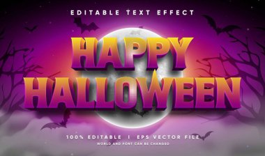 Modern tarzda düzenlenebilir mutlu Cadılar Bayramı vektör metin efekti