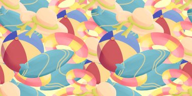 Sahil tatili sorunsuz geçmiş. Kumaş, tekstil, duvar kağıdı ve şablon tasarım konsepti. tatil, spor, tropikal, deniz kenarı macerası ve ada temaları