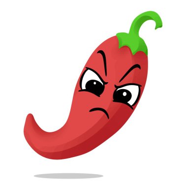 Kızgın kırmızı biber maskotu karakteri çizimi. Şirin, oyuncu, lezzetli ve lezzetli bir konsept. Geleneksel Asya otları, Endonezya mutfağı, bitki, ilaç ve baharat temaları 