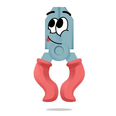 Mutlu kerpeten maskot karakter çizimleri. sevimli ve eğlenceli bir konsept. mobilya, araç gereç, ahşap işçiliği, restorasyon, onarım ve marangozluk temaları