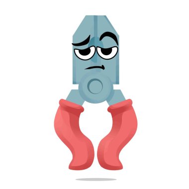 Yorgun kerpeten karakter çizimi. sevimli ve eğlenceli bir konsept. mobilya, araç gereç, ahşap işçiliği, restorasyon, onarım ve marangozluk temaları