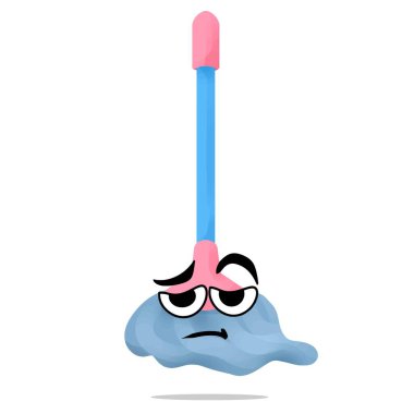 Yorgun zemin paspası vektör çizimleri. Eğlenceli, renkli ve eğlenceli bir konsept. temizlik araçları, çamaşır, ilgi, yaşam tarzı, eğitim, ev ve çevre temaları