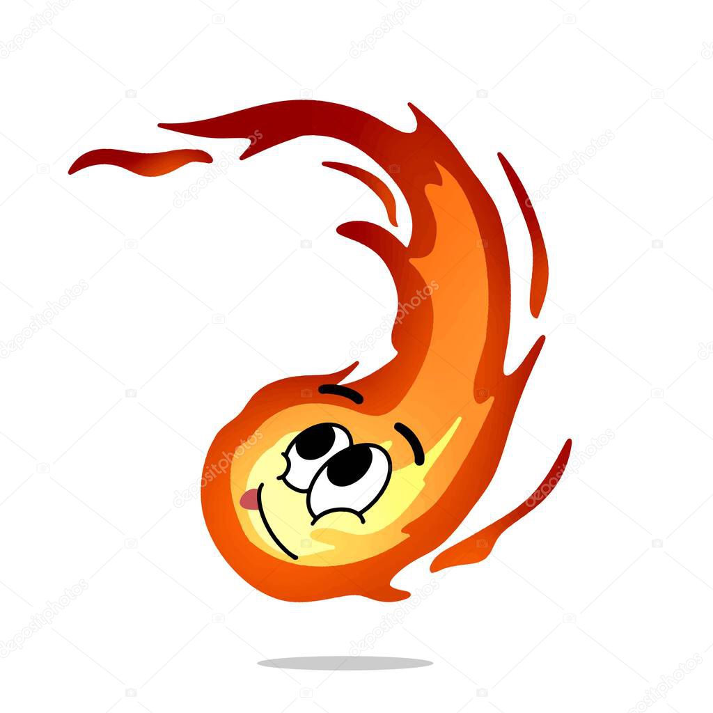 Happy fire mascot illustration for design. cute and playful concept.  flame, burning, hot, inferno, danger, energy, and firestorm themes themes