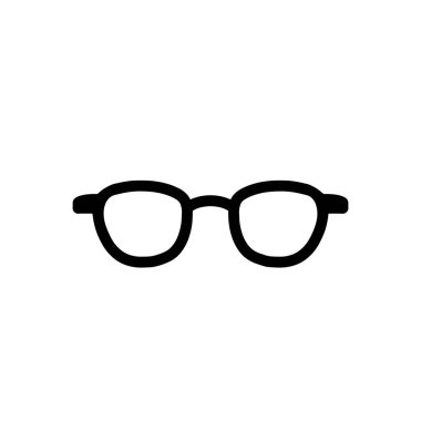 Basit gözlük simgesi. Minimalist vektör biçimi. logolar, çıkartmalar, ticari ürünler ve kullanıcı arayüzü ögeleri