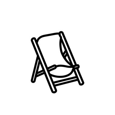 Basit bir plaj sandalyesi ikonu. Minimalist vektör biçimi. logolar, çıkartmalar, ticari ürünler ve kullanıcı arayüzü ögeleri