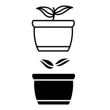 Basit bir saksı ikonu. Minimalist vektör biçimi. logolar, çıkartmalar, ticari ürünler ve kullanıcı arayüzü ögeleri