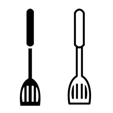 Basit bir spatula simgesi. Minimalist vektör biçimi. logolar, çıkartmalar, ticari ürünler ve kullanıcı arayüzü ögeleri