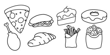 Basit bir fast food ikonu. Minimalist dış hat vektör biçimi. logolar, çıkartmalar, ticari ürünler ve kullanıcı arayüzü ögeleri