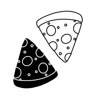 Basit bir pizza ikonu. Minimalist vektör biçimi. logolar, çıkartmalar, ticari ürünler ve kullanıcı arayüzü ögeleri