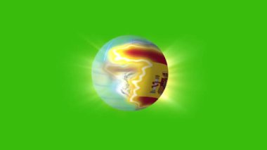 Planet depicting Spain on a green background