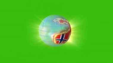 Planet with the image of Norway on a green background.