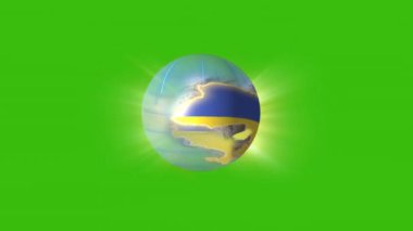 Planet with the image of Ukraine on a green background