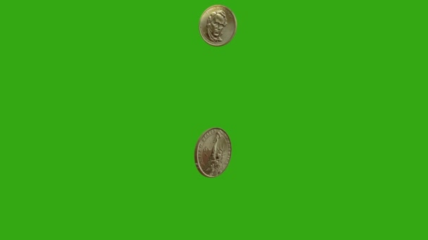 明るいコインはトップのように回転するか 雨のように落ちる — ストック動画