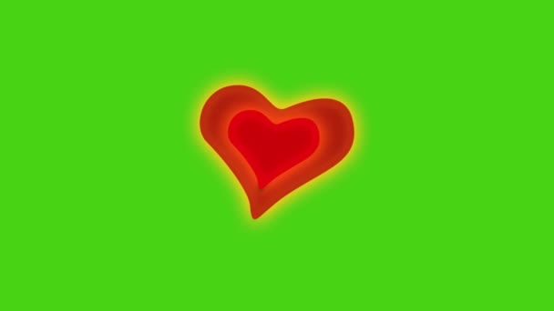 Helle Herzen Erscheinen Auf Grünem Hintergrund — Stockvideo