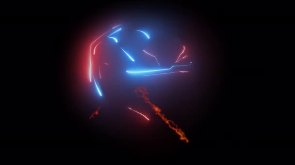 Image Country Appears Helmet Made Neon Lines — Stock Video